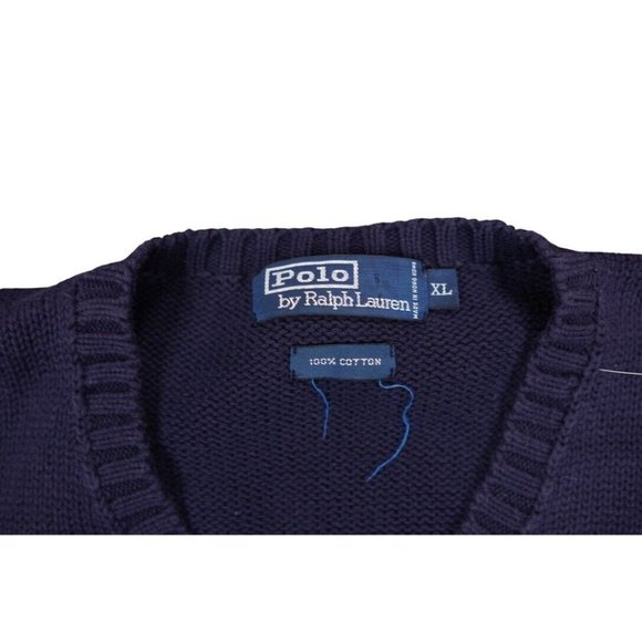 Polo Ralph Lauren Sweater Vest XL Navy Cotton Pullover‎ 90s preppy Dad Vintage - Picture 3 of 7